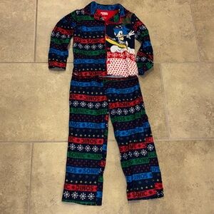the Hedgehog Kids Holiday Pajama Set - Blue/Red/Green